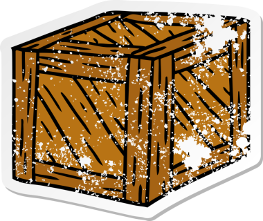 İnsan eliyle çizilmiş ahşap bir sandığın karikatürü.