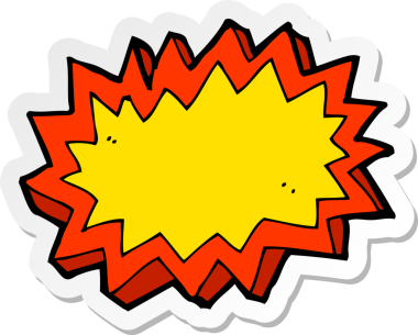 Bir insan tarafından çizilmiş bir çizgi film patlama sembolünün çıkartması.