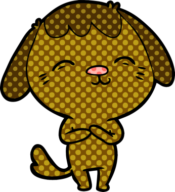 Bir insan tarafından çizilmiş mutlu çizgi film köpeği.