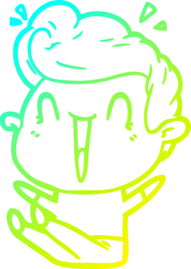 Bir insan tarafından çizilmiş, heyecanlı bir çizgi film çizimi.