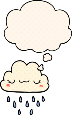 Bir insan tarafından çizilmiş, düşünce baloncuklu karikatür fırtına bulutu.