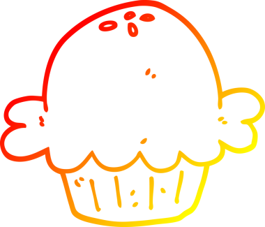 Bir insan tarafından çizilmiş çizgi film pastasının sıcak gradyan çizimi