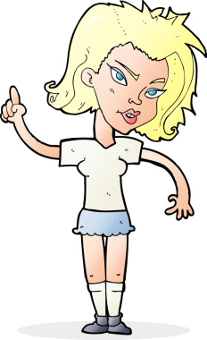 Bir insan tarafından çizilmiş bir fikri olan karikatür kadın.