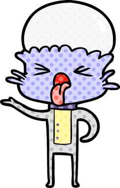 Bir insan tarafından çizilmiş iğrenç bir çizgi film uzaylısı.