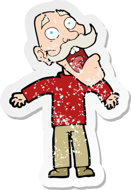 Bir insan tarafından çizilmiş yaşlı bir adamı dehşete düşüren bir çizgi filmin gerilimli çıkartması.