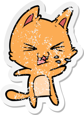 Bir insan tarafından çizilmiş bir çizgi film kedisinin sıkıntılı çıkartması.