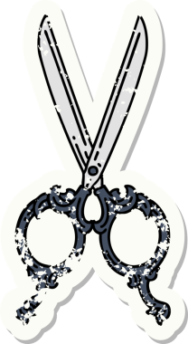 Bir insan tarafından çizilmiş geleneksel berber makas stili bir dövme.