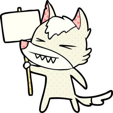 Bir insan tarafından çizilmiş kızgın kurt karikatürü.