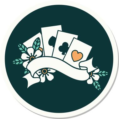 Geleneksel kart stili ve bir insan tarafından çizilmiş dövme çıkartması.