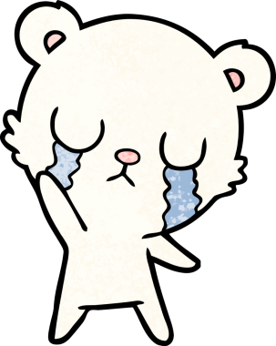 Bir insan tarafından çizilmiş üzgün küçük kutup ayısı çizgi filmi.