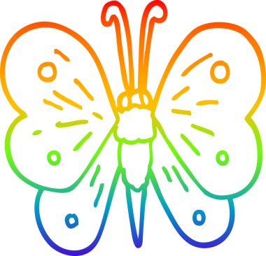 gökkuşağı gradyan çizgi çizimi bir insan tarafından çizilmiş kelebek çizimi