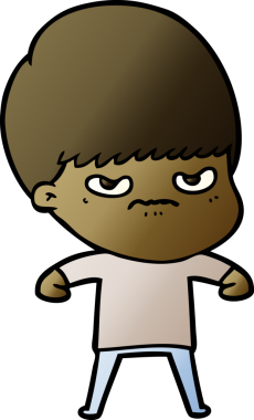 Bir insan tarafından çizilmiş kızgın bir çocuk.