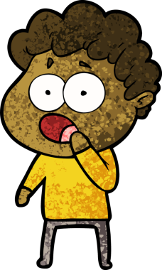 Bir insan tarafından çizilmiş bir karikatür adamı şaşkınlıkla nefes nefese kaldı.