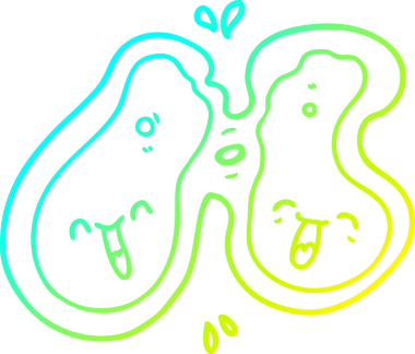 Bir insan tarafından çizilen bir karikatür hücresinin soğuk gradyan çizimi