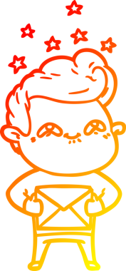 Bir insan tarafından çizilmiş, heyecanlı bir çizgi film çizimi.