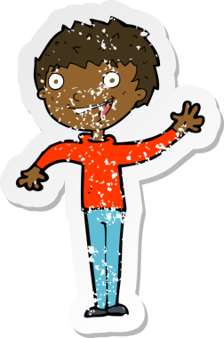 Bir insan tarafından çizilen mutlu çocuk çizgi filminin gerilimli yapıştırması.