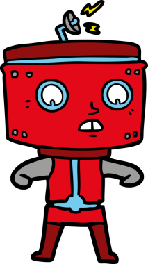 Bir insan tarafından çizilmiş çizgi film robotu