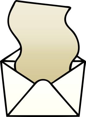 bir insan tarafından çizilen zarfın içinde gölgelenmiş garip bir çizgi film doları