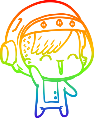 gökkuşağı gradyan çizimi mutlu astronot kız bir insan tarafından çizilmiş