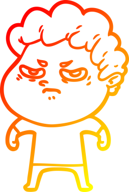 Bir insan tarafından çizilmiş kızgın bir adamın sıcak çizgi çizimi.