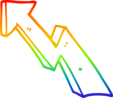 gökkuşağı gradyan çizgi çizimi bir insan tarafından çizilmiş yükselen bir ok