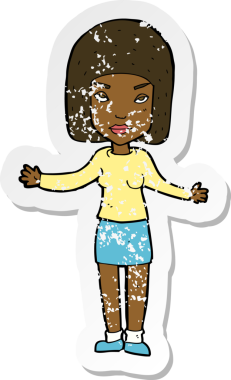 Bir insan tarafından çizilmiş kızgın bir karikatürün gerilimli çıkartması.