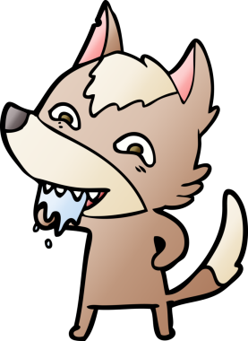 Bir insan tarafından çizilmiş aç kurt çizgi filmi.