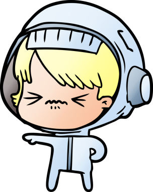 Bir insan tarafından çizilmiş kızgın uzay kızı.