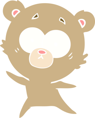 Bir insan tarafından çizilmiş kaygılı ayı düz renk karikatürü