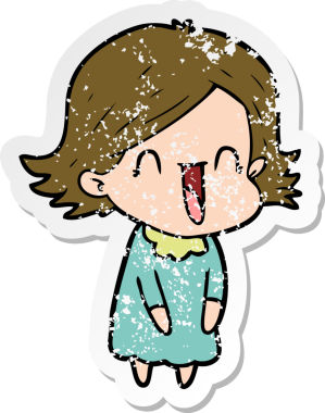 Bir insan tarafından çizilmiş mutlu bir karikatür çıkartması.