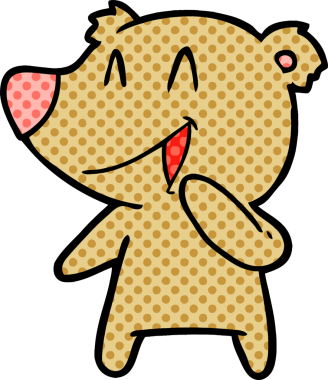 Bir insan tarafından çizilmiş gülen ayı çizgi filmi.