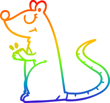 Gökkuşağı gradyan çizgi çizimi Bir insan tarafından çizilmiş beyaz fare