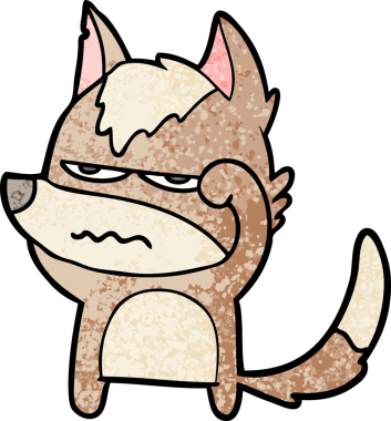 Bir insan tarafından çizilmiş rahatsız kurt çizgi filmi.