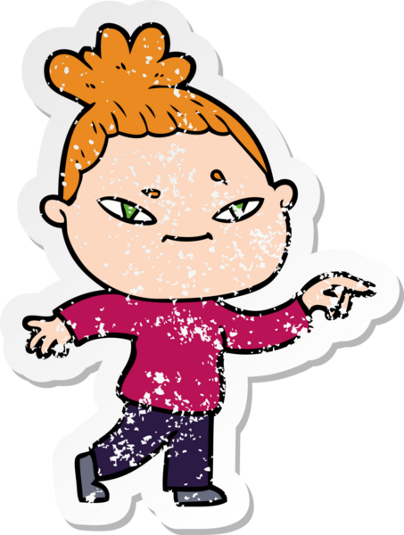 Bir insan tarafından çizilmiş karikatür bir kadının sıkıntılı çıkartması.