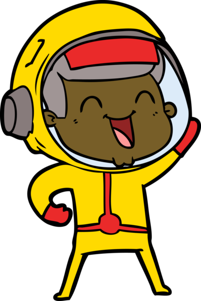 Bir insan tarafından çizilmiş mutlu astronot çizgi filmi.