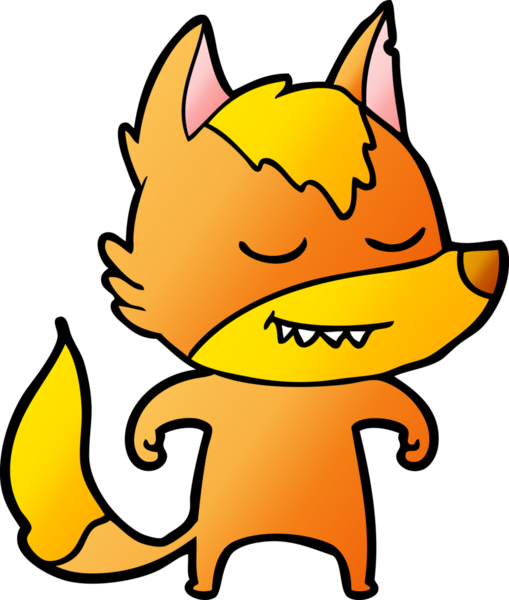 Bir insan tarafından çizilmiş tilki çizgi film karakteri