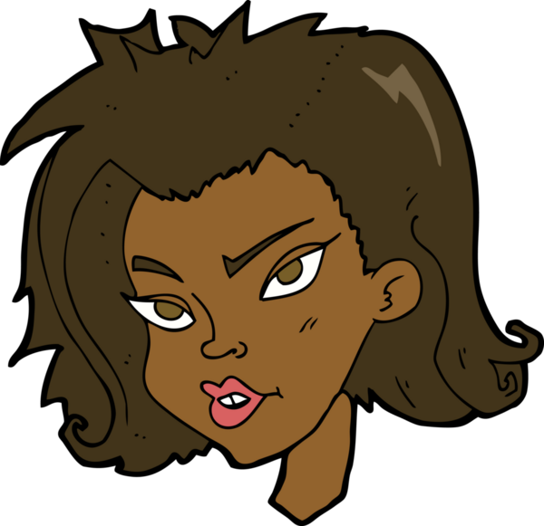 Bir insan tarafından çizilmiş bir kadın yüzü.