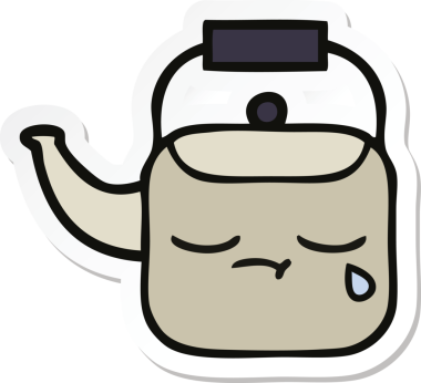 Bir insan tarafından çizilmiş şirin bir çaydanlığın çıkartması.