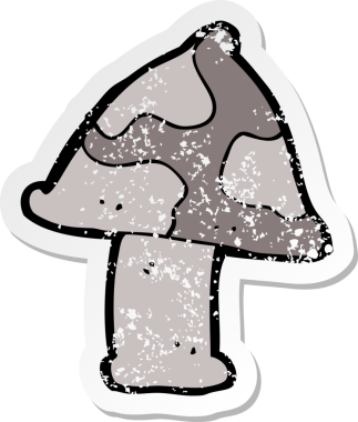 Bir insan tarafından çizilmiş bir mantar desenli karikatür yapıştırması.