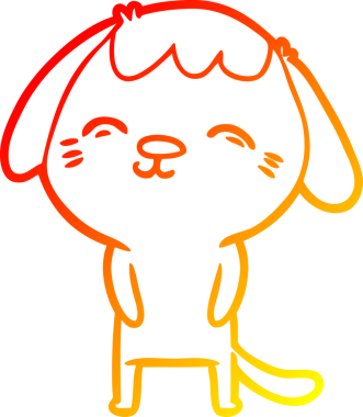 Bir insan tarafından çizilmiş mutlu çizgi film köpeğinin sıcak çizgi çizimi