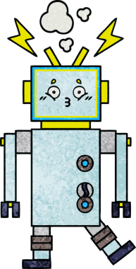 Bir insan tarafından çizilmiş bir robotun retro grunge dokusu