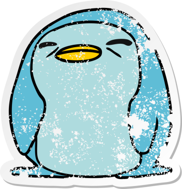 Bir insan tarafından çizilmiş sevimli bir penguenin depresif bir karikatür çizimi.