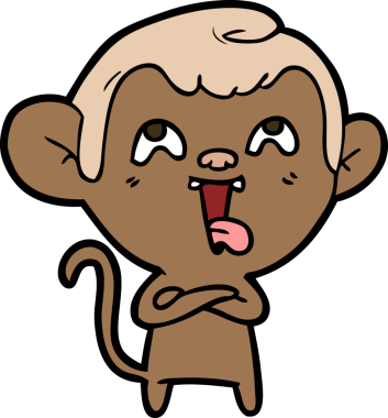 Bir insan tarafından çizilmiş çılgın çizgi film maymunu