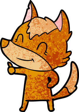 Bir insan tarafından çizilmiş tilki çizgi film karakteri