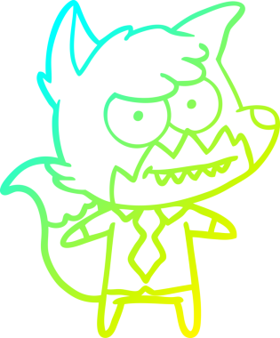 Bir insan tarafından çizilmiş sırıtan bir tilkinin soğuk çizgi çizimi