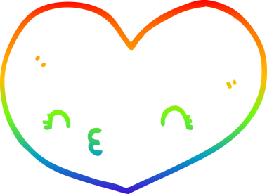 Gökkuşağı gradyan çizgi çizimi Bir insan tarafından çizilmiş bir aşk kalbi