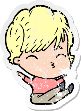 Bir insan tarafından çizilmiş bir karikatür kadının sıkıntılı çıkartması.