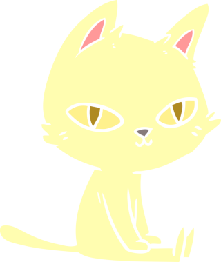 Bir insan tarafından çizilmiş düz renkli çizgi film kedisi