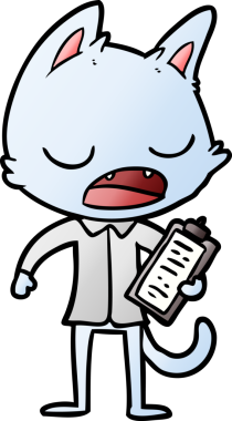 Bir insan tarafından çizilmiş konuşan kedi patronu.