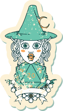 Retro Dövme Biçimli elf karakteri Bir insan tarafından çizilmiş doğal yirmi zar atışıyla